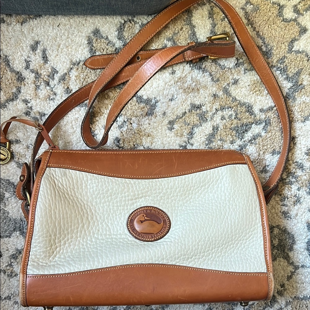 Vintage Tan and Cream Leather Shoulder Bag